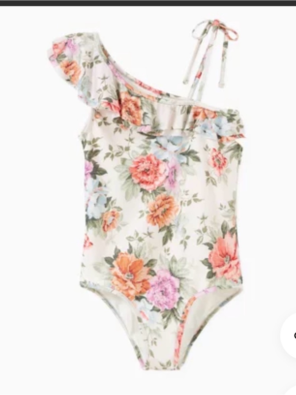 Zimmermann Cream Floral One-Piece Swimsuit with Pink & Orange Blooms, 4T